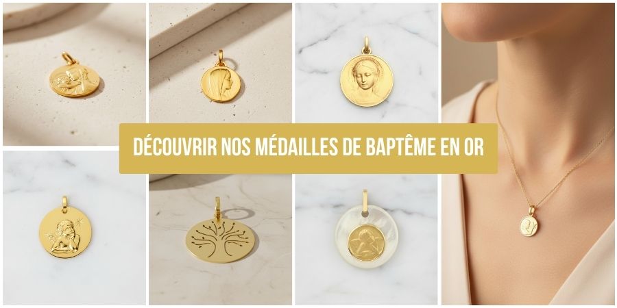M&eacute;daille de Bapt&ecirc;me en Or